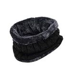 VT VIRTUE TRADERS Warm Winter Knitted Neck Scarf/Warmer/Muffler for Men & Women (Black)