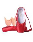 Daydance Ballet Pointe Shoes Girls Women Ribbon Ballerina Shoes with Toe Pads, Red, 9