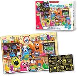 Learning Journey International Puzzle Doubles Glow in The Dark – Monsters – 100 Piece Glow in The Dark Preschool Puzzle (3 x 2 feet) – Educational Gifts for Kids Ages 3 and Up, Multicolor (115657)