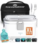 TRAVELISIMO Extra-Large Heated Lunch Box – Holds up to 1.8L 100W Electric Lunch Box, Stainless Steel Heated Lunch Boxes for Adults 3 in 1 for Car, Electric Lunchbox 12V/24V/230V Self Heating Lunchbox