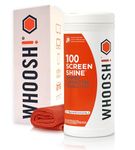 WHOOSH! Screen Shine 100 Electronic Wipes with Microfiber Cloth - Lint-Free, Non-Abrasive Wipe Design with Streak-Free Finish - Glasses Wipes for TV, Phone, Laptop, Computer and Cameras
