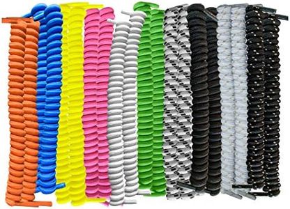 FOOTMATTERS Curly No Tie Shoe Laces - Elastic Spring Laces (Multicolor - 10 pair)