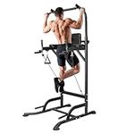 Dskeuzeew Power Tower Dip Station Pull Up Bar, Adjustable Height Multi-Function Power Tower, Push Up Workout Abdominal Exercise for Home Gym Strength Training Fitness Workout Equipment