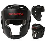 Boxing Head Guard Helmet Headguard Unisex Senior - MMA Martial Arts Kick Face Fight Training Headgear - Sparring Protector Gear Zero Impact (Black, Senior)