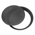 Yardwe Pizza Pan with Holes Pizza Tray for Oven Pizza Baking Pan Oven Pan Broiler Pan for Oven Round Steel Pizza Pan Quiche Tray Stainless Steel Roasting Pan Quiche Tool Non Stick Gadgets