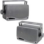 Pyle PLMR24S 3.5-Inch 200 Watt 3-Way Weather Proof Mini Box Speaker System (Silver Color)