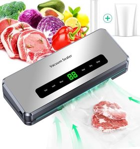 Vacuum Sealer Machine, Hilifix 6-in-1 Compact Food Vacuum Sealer Machine for Dry and Moist Food Fresh Preservation,Built-in Cutter,Roll Bag Storage,LED Display,Included Textured Seal Bags and Roll Bag