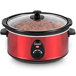 Andrew James Slow Cooker, Removeable Easy Clean Ceramic Bowl, 3 Temperature Settings, Energy Efficient, Tempered Glass Lid, Cool Touch Handles & Non-Slip Feet (Red, 3.5L)