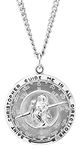 Amazon Collection Men's Sterling Silver Saint Christopher Pendant Necklace with Stainless Steel Chain, 24"