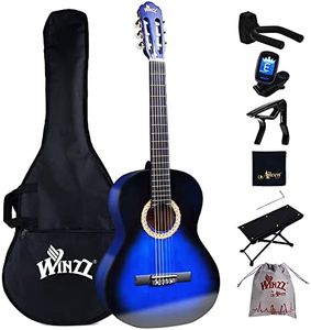 Winzz 4/4 Guitarra Clásica Set para Principiante - Kit de Guitarra Española de 39 Pulgadas con Cuerdas de Nylon para Adultos, Niños Más de 12 Años, Azul