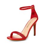 Dream Pairs Women's Open Toe High Heels Stiletto Heeled Sandals Sexy Dressy Shoes, Red-Rhinestone, 5.5