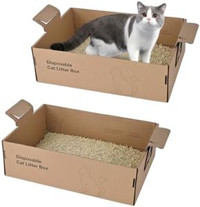 2 Pack Disposable Litter Boxes for Cats, 17.4" x 12.3" x5.4" Large Cardboard Cat Litter Box, Extra Thick Portable Travel Litter Box for Cats, Foldable, Waterproof, Leak Resistant (Large, Count, 2)