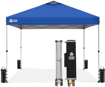 CROWN SHADES 12x12 Pop Up Canopy Outside Canopy, Patented One Push Tent Canopy with Wheeled Carry Bag, Bonus 8 Stakes and 4 Ropes, Blue