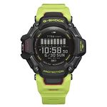 Casio Men's G-Shock Move GBD-H2000 Series, Multisport (Run, Bike, Swim, Gym Workout), GPS + Heart Rate Watch, Quartz Solar Assisted Black Watch with Volt Yellow Resin Strap, Volt Yellow, G-Shock Move