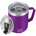 WETOWETO 14 oz Coffee Mug, Vacuum Insulated Camping Mug with Lid, Double Wall Stainless Steel Travel Tumbler Cup, Coffee Thermos Outdoor, Powder Coated Purple