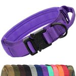 Joytale Tactical Dog Collar with Handle, Heavy Duty Military Dog Collar with D Ring, Adjustable Tactical Collars for Large Dogs Training, Purple, L