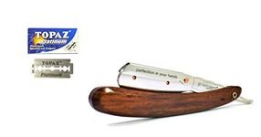 RT SHOP Straight Razor, Wooden Straight Edge Razor for Man Stainless Steel Manual Straight Razor Cutthroat Rosewood Razor Vintage Razor Contains Barber Razors + 10 Blade Free