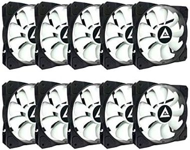 Apevia 1012S-WB 120mm 4pin Molex & 3pin Motherboard Black/White Silent Case Fan (10-pk)