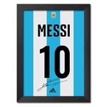 TenorArts Lionel Messi Poster Argentina No 10 Shirt Laminated Poster Framed Painting with Matt Finish Black Frame (12 inches x 9inches)