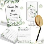 SiliFine 53 Pcs Advice and Wishes for the Mr and Mrs Advice and Wish Jar Wedding Guest Book Alternative Wedding Games Greenery Wooden Wedding Sign Wedding Decorations for Reception Bridal Shower