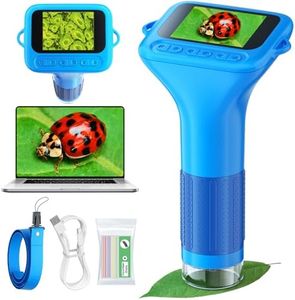 Odatay Microscope for Kids with 12 Slides, 100X-1000X 1080P Digital Handheld Kids Microscope, Mini Portable Pocket Miniscope Science Toys Gifts for 3+ 4 5 6 7 8 9 10 11 12 Year Old Boys Girls, Blue