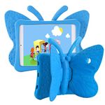 ipad case for kids, Feitenn 3D Cartoon Butterfly Non-toxic EVA Light weight Kid Proof Shockproof case with Kickstand for ipad 5/ ipad 6 /ipad pro 9.7 case (Blue)