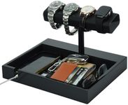 Hit design Watch Stand & Watch Holder for Men, Mens Watch Holder Organizer with Display Stand & Storage, Men Jewelry Stand and Watch Organizer, Stylish Mens Decor Gift for Dads husband