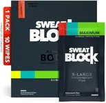 SweatBlock XL Antiperspirant Body Wipes for Men & Women - Maximum Clinical Strength for Hyperhidrosis & Sweat Control - Stop Sweating w/up to 7-Day Protection per Wipe - Unscented - Pack of 10 Wipes