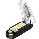 Pill Cutter for Multiple Pills at a Time, Pill Cutter Splitter for Small and Tiny Pills, Pill Cutter for Small or Large Pills, Pill Splitter with Hidden Sharp Stainless Steel Blade (Black+Clear)