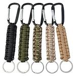 Jerbro 5 Pcs Paracord Keychains with Carabiner Braided Lanyard Key Ring Hooks Hangers Survival Kits for Keys Outdoor Camping Hiking Backpack Fit Men Women - 5 Colors