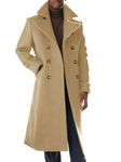 Runcati Mens Trench Coat Notch Lapel Slim Fit Double Breasted Wool Blend Long Pea Coat Winter Warm Overcoat, Khaki, X-Large