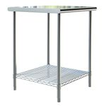 The Fellie Kitchen Prep Table, Food Prep Worktable, 60 x 60 x 80cm 2-Tiers Stainless Steel Tables Catering Kitchen Island Table Silvery with Adjustable Wire Undershelf for Commercial Home Restaurant