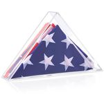 CroBlissful Flag Display Case for 3' x 5' American Veteran Flag, Military, Burial, Acrylic Memorial Flag Display Case Box, Triangle Flag Holder Display for Table or Wall Mounted