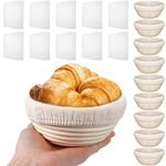 Irenare 10 Pcs Bread Banneton Proofing Basket Round Dough Sourdough Proofing Basket Rattan Bakery Baking Bread Bowl with Liner and Scraper Tool Set for Starter Gifts Professional Home Bakers (5 Inch)