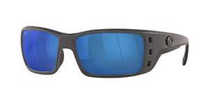 Costa Del Mar Men's Permit Rectangular Sunglasses, Matte Grey/Blue Mirrored Polarized, 62 mm