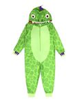 GladRags Boys Girls Kids Dinosaur Hooded Fleece Onesie, All in One, Age 5-6 Years Green