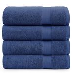 100% Cotton 4 Pack Bath Sheets Set, Premium Extra Large Bath Towels Oversized, Highly Absorbent Bath Sheet Towels for Bathroom Set, Cotton Hotel Collection Towels 35x66 - Navy