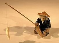 Bonsai Boy e3457 2.25 in. Miniature Ceramic Figurine - Glazed Fisherman