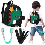 Accmor Toddler Harness Backpack Leash, 4 in 1 Kid Dinosaur Backpacks with Anti Lost Wrist Link, Mini Child Harnesses Leashes for Walking, Cute Baby Back Pack Rope Tether Rein for Boys Girls (Black)