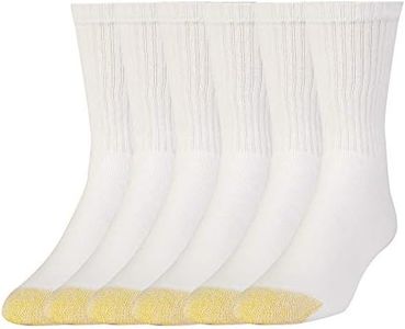 Gold Toe Men's Cotton Short Crew Athletic Socks, 6-12.5 Shoe Size, White, 6 Pairs
