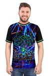 Psychedelic Insane | Limited Edition Multi Color | Digital Printing | UV Glow DJ-Sharing-Knowledge | Round Neck | Hippie Style | T-Shirt for Men & Women