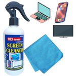 Frilzon Screen Cleaning Spray for Laptop, Mobile, Camera, Lens, Binocular, TV, Smartphone | Screen Cleaner Spray Includes Microfiber Cloth, Anti-Static Cleaning Liquid 300ml