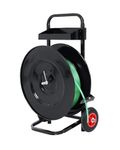 GCCSJ Strapping Dispenser for Packaging Materials Coil Polyester Steel(PET) Strapping Roll/(PP) Strapping Roll Black Sturdy Portable Strapping Cart with 50 Packing Buckle Free