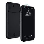 Spy-Fy iPhone 13 Case with Camera Covers Front and Rear | Protect Your iPhone and Privacy | 6-Foot Drop Proof | 6,1 Inch | Camera Protection by Valenta. Black