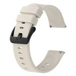 BISONSTRAP Silicone Watch Bands, Slim Watch Straps with Quick Release, 20mm, Ivory (Beige) with Black Buckle