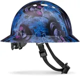 ACERPAL Full Brim Vented Blue Banshee Tattoo/Skull Design Matte Finish OSHA Hard Hat with 6-Point Suspension