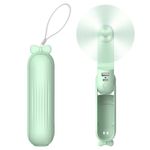 AlohaAir Handheld Fan, Portable Small Fan, Mini Hand Held Fan with USB Rechargeable, Eyelash Fan for Girls, Gifts for Women, Foldable Desk fan for Travel/Summer/Concerts/Lash, (Green)