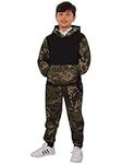 A2Z 4 Kids Boys Girls Tracksuit Camouflage Contrast Panel Jogging Suit - T.S Camo 604 Green & Black 13