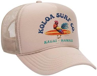 Joe's USA Koloa Surf Foam Snapback Trucker Hat Collection, Khaki / Cocky Surfer Logo, One Size