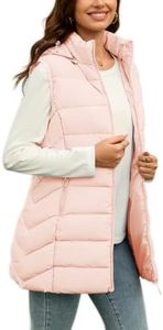 MODERN BUBBLE Long Puffer Vest Women with Hood Lightweight Packable Sleeveless Vest for Spring, Fall & Winter(US, Alpha, 3X-Large, Regular, Regular, Pink-Fleece-lined)